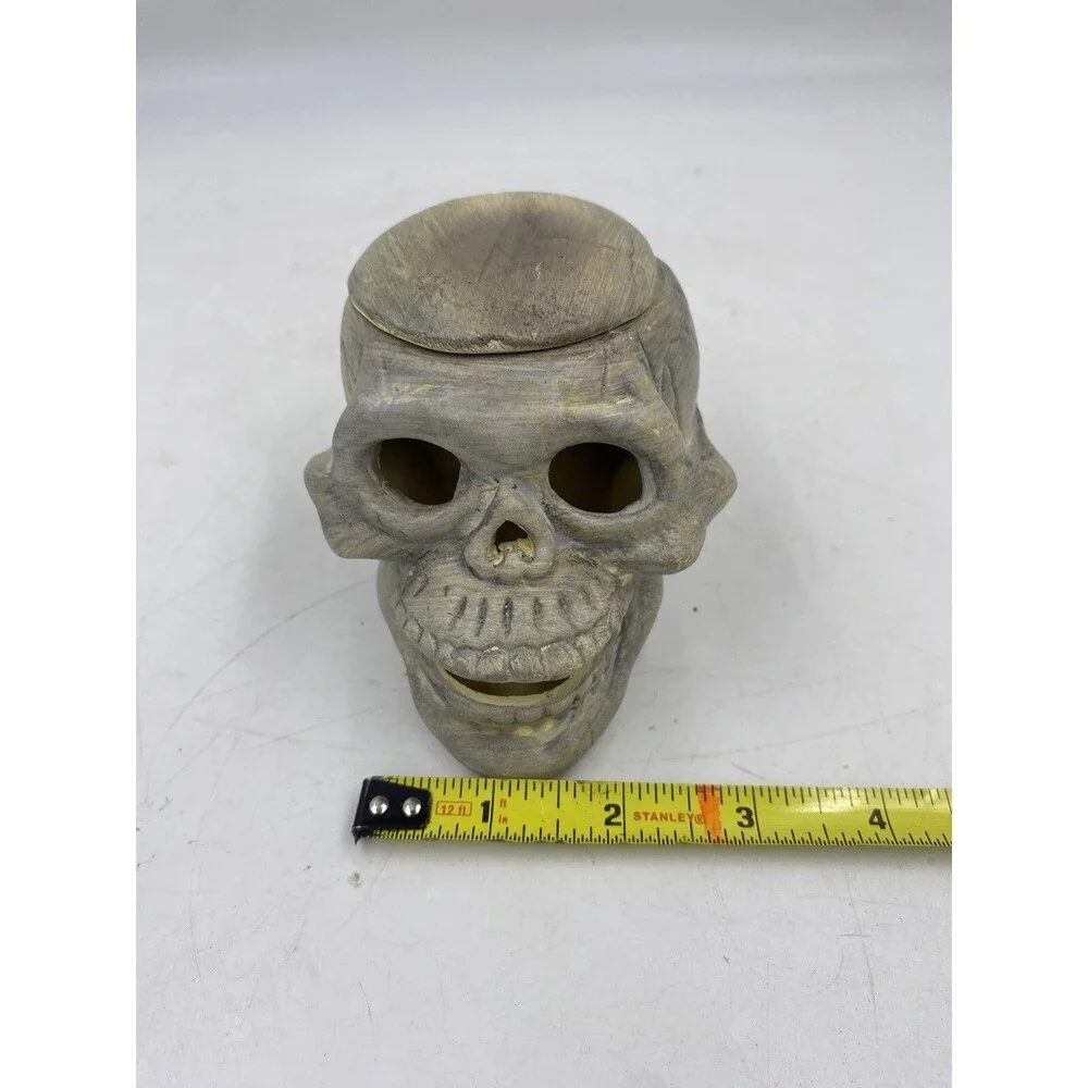 Small Ceramic Skull Head Candle Light Holder